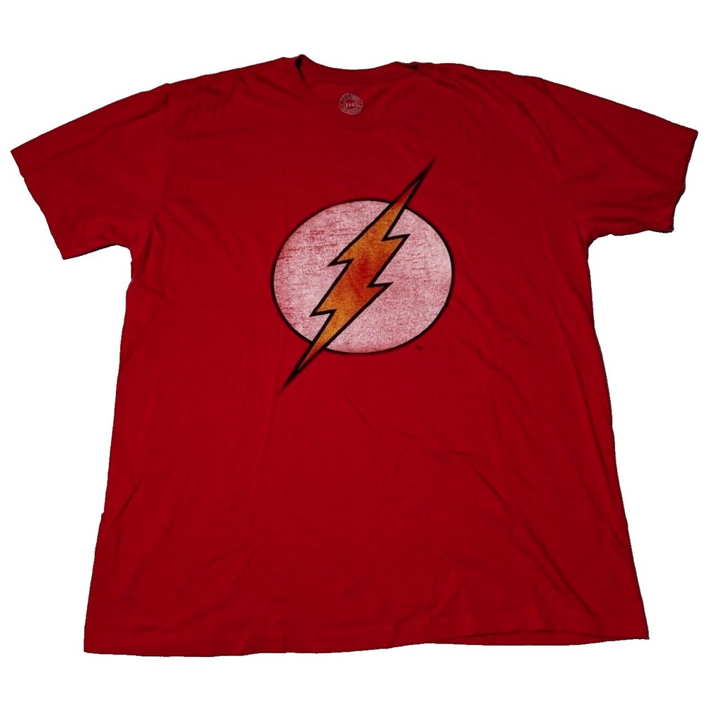 FLASH x DC COMICS ORIGINALS Men XL Red‎ Cotton Bolt Logo Graphic Print T-Shirt